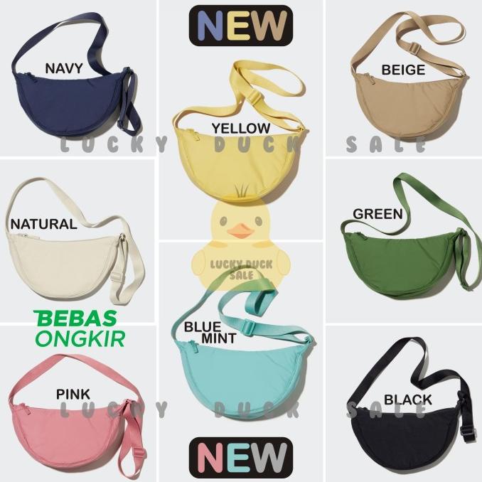 Discount Uniqlo Women Round Mini Shoulder Bag Grey Original Murah Tas Wanita