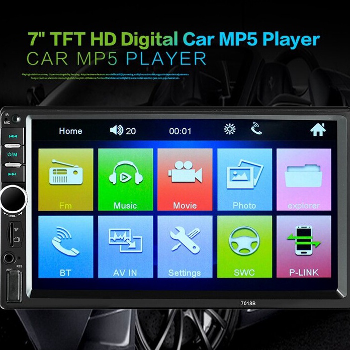 Paling Murah Head Unit Double Din MP5 7 inch 7018B Audio Mobil Mirrorlink Bluetooth Touchscreen Full