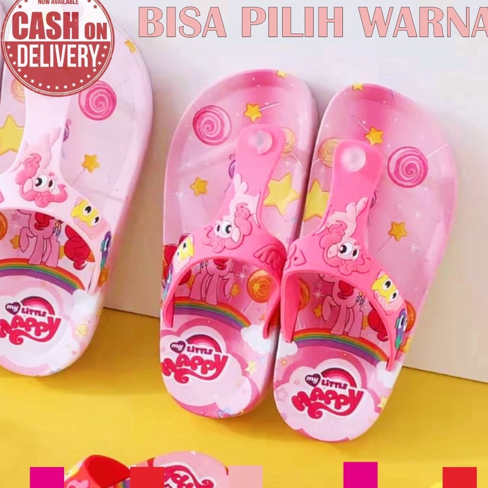 MYTD7139  SENDAL  anak perempuan TALI IKAT belakang MOTIF  KUDA PONI kartu TERKEREN - TERBARU