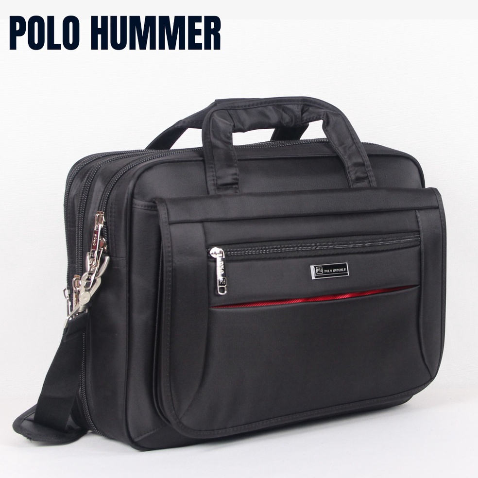 Makin murahx4X8j Tas Kerja Kantor Laptop - Briefcase Pria Polo HUMMER - Hitam