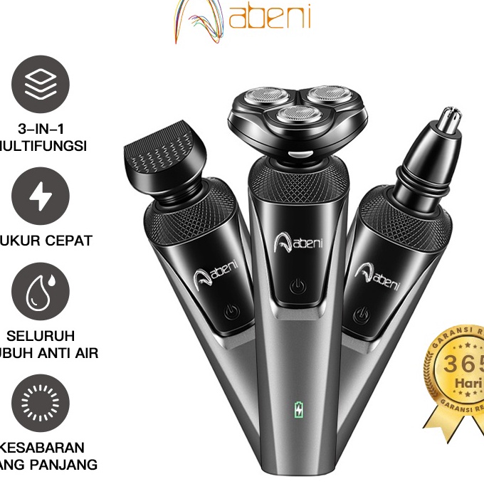 [T-E㊖ごB> Abeni Alat Cukur Elektrik /Shaver/cukur jenggot  Listrik Portable 3IN1 Upgrade kelabu/ supe