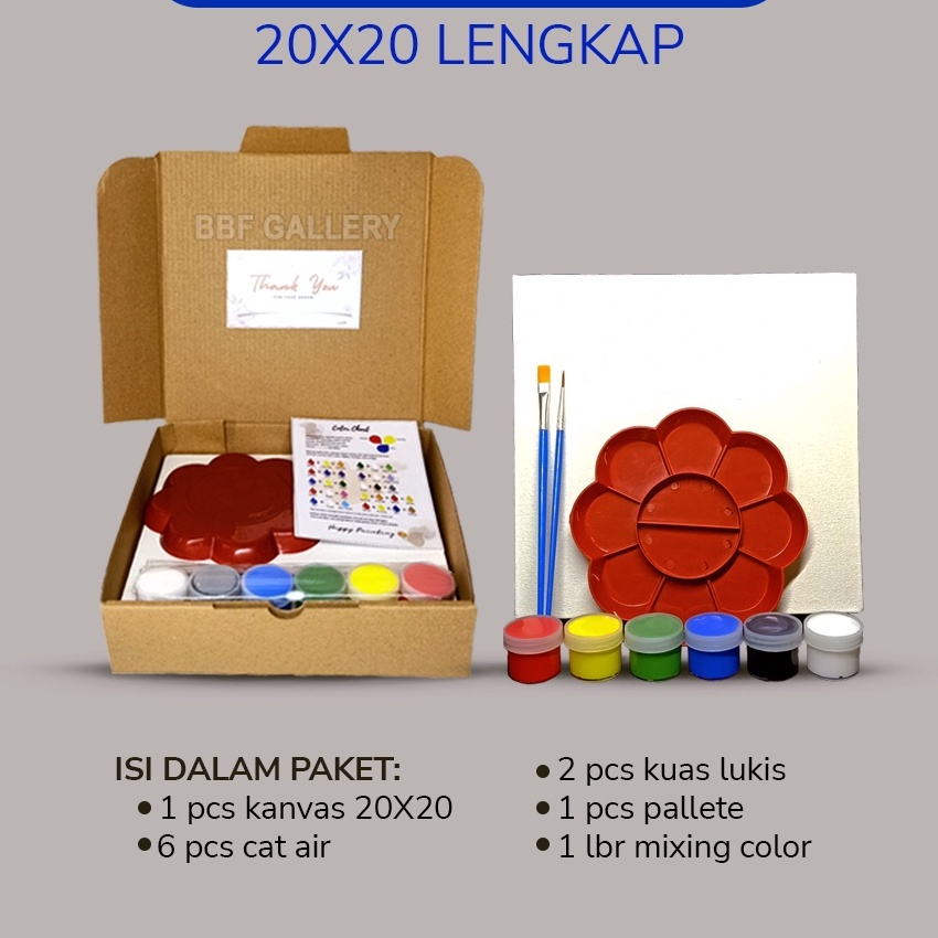 

(✔♥.2QH> Paket lengkap melukis kanvas 20x20 cm 20x30 cm pallete kuas cat air dilengkapi dengan color mixing chart dan kanvas putih berkualitas hematsuperr.keren.!