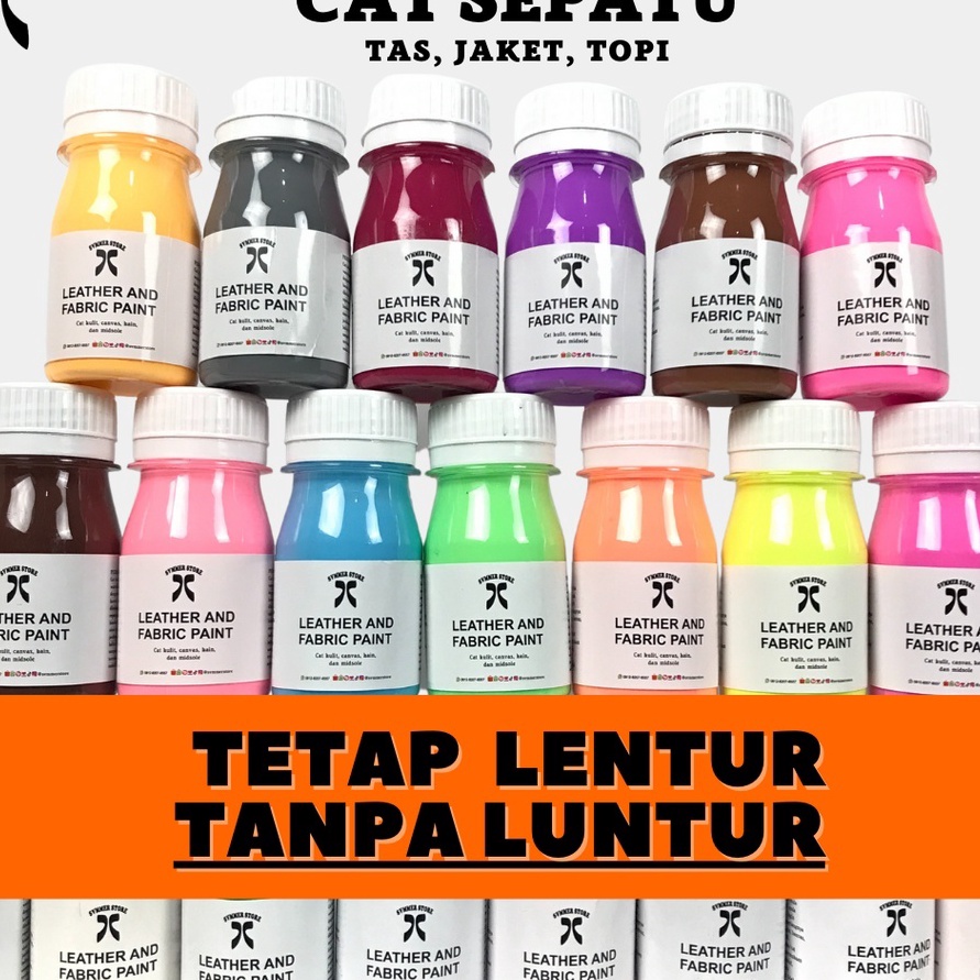 

(ご-ZCU☼] REPAINT CAT SEPATU TAS Leather dan Pabric Paint Acrylic 20ml 40ml Cat Kanvas Cat Kain Cat Kulit Cat Sol Sepatu Cat Lukis Jaket akrilik Not Angelus - Svmmerink / banyak diiminati.!!