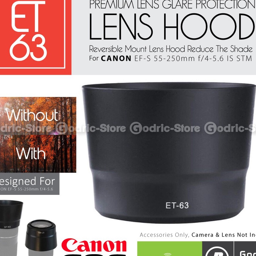 [➸4Z.☑G] Lens Hood ET-63 for Canon EF-S 55-250MM F/4-5.6 IS STM Bayonet ET63 - banyak dimiinati..