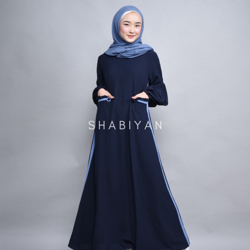 (I-B➤♥F) SHABIYAN 488 Gamis Muslim Crinkle Polos Kombinasi | Syamila/ top.prooduk.