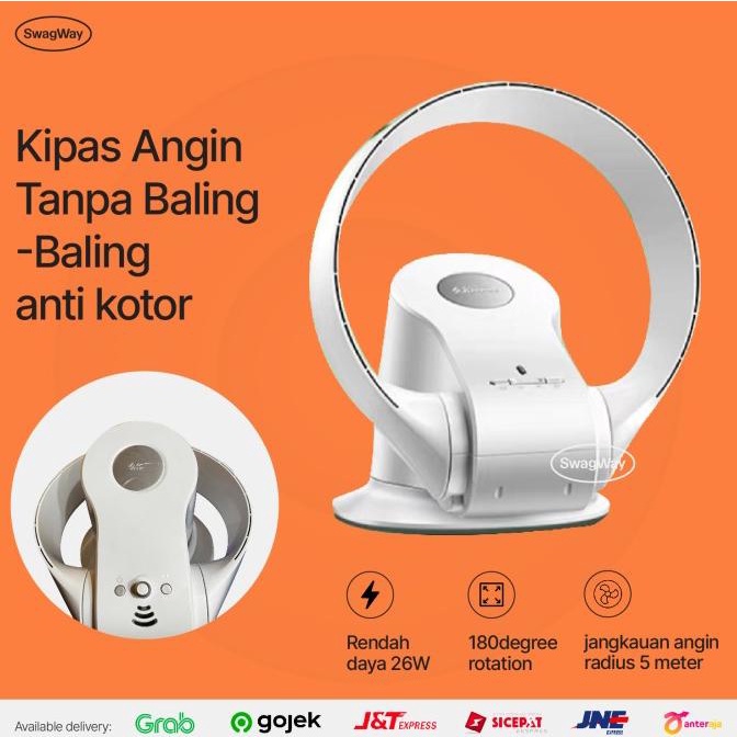 Kipas Angin Bladeless Fan Portable Standing Ac Tanpa Baling-Baling