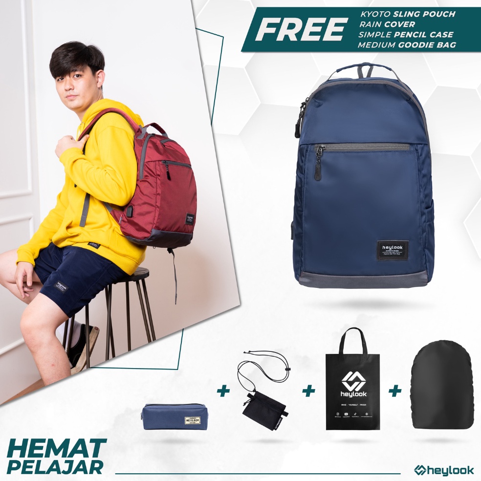 BOOMING HEYLOOK Official - (Paket Hemat Pelajar) Backpack Lexa Tas Ransel Laptop Pria Wanita Tas Lep