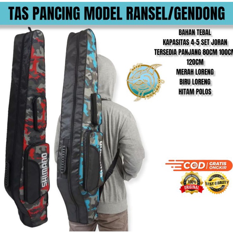 ➨ Tas Pancing Shimano 100cm Kantong 2 Lapis Eva Tas joran  Tas Pancing 100cm. Tas Pancing Ukuran 100