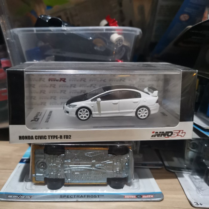 MUST HAVE DIECAST INNO64 HONDA CIVIC FD FD2 PUTIH WHITE CARBON HOOD TERLARIS