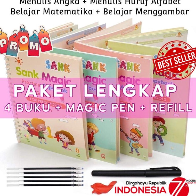 

Shopee brand Isi 4 buku + 1 pulpen + 5 refill - 4 Book/Set Calligraphy Copybook Sank Magic Practice Kid'sEarly Learning Writing Lettering Practice Book YF0