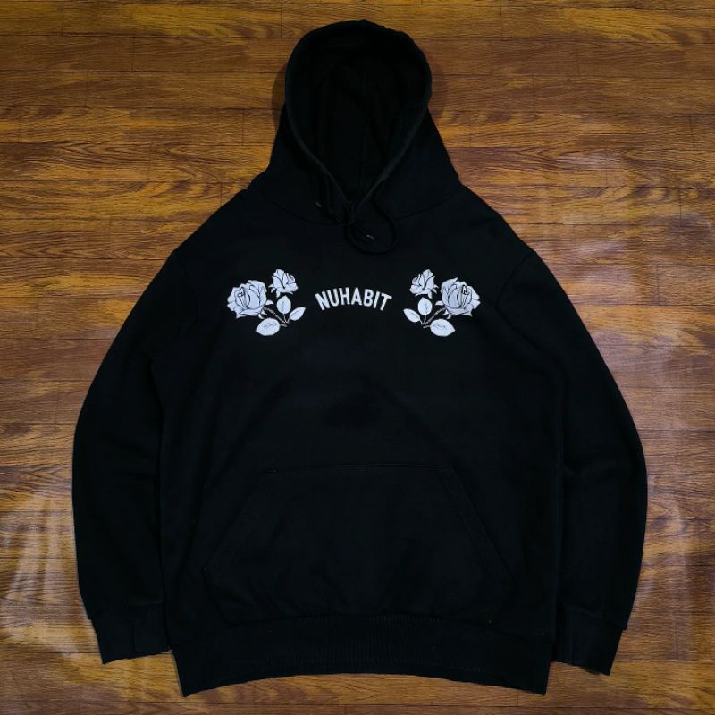 HOODIE NUHABIT ORIGINAL BLACK XL ROSE ART n o CARHARTT STONE