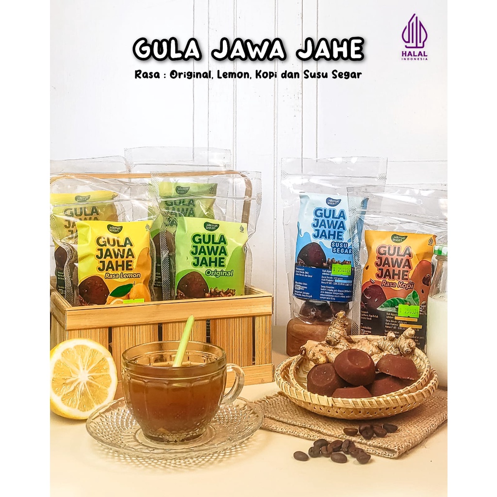 

GULA JAWA JAHE UMKM NIKMAT LESTARI ASLI JONGGOLSARI minuman herbal rasa kopi lemon susu original gula jawa gula merah