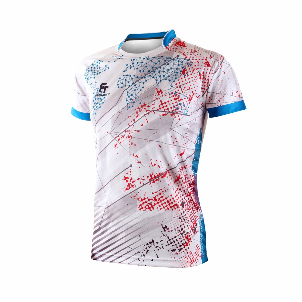 Impor Terbaru Kaos Baju Jersey Badminton Berkerah Merk Felet Motif Graphic Tee RN 3568 Original Get 
