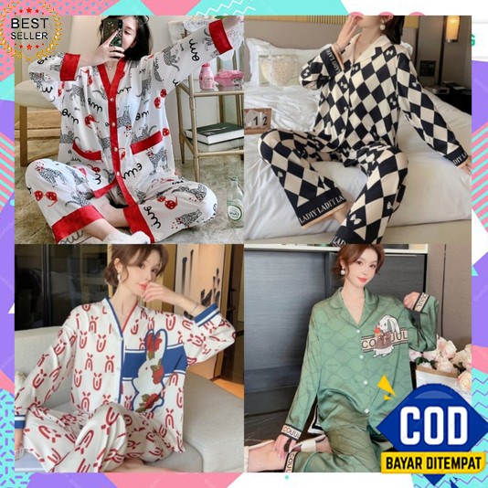 Baju Tidur Cewek Setelan Busui Korean Style Setcelan Lengan Pendek Panjang Murah Kimono Sleepwear Te
