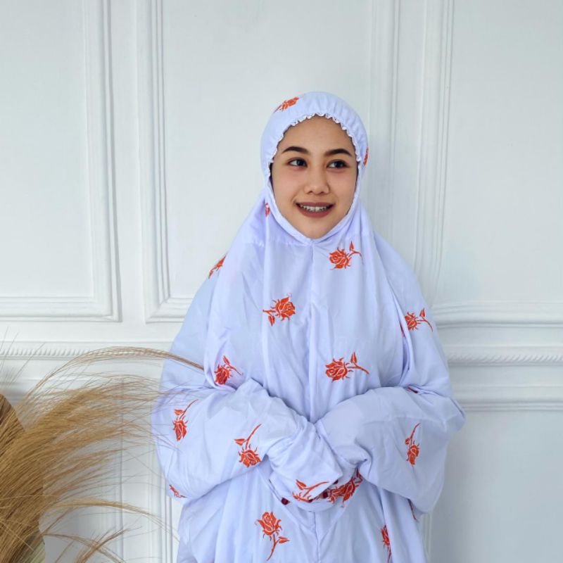 Mukena langsungan dewasa/ mukena katun bordir mawar