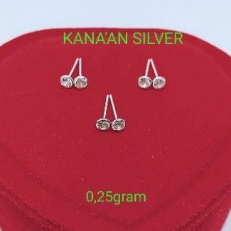 Termurah Giwang tusuk bayi/anak mata burung/mata bungkus putih perak asli 925/silver lapisan emas pu