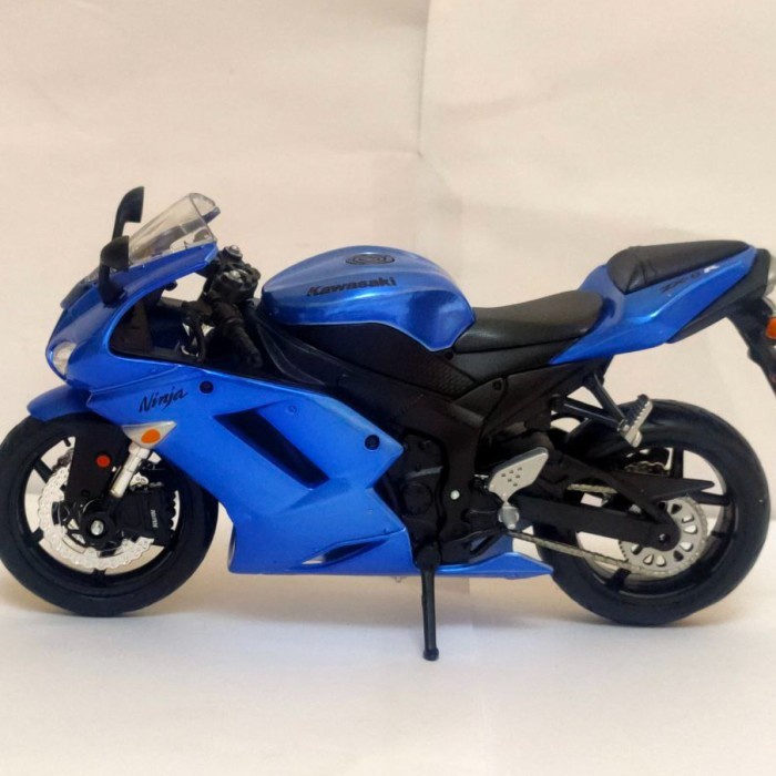 PROMO DIECAST MINIATUR MOTOR MOGE SPORT KAWASAKI NINJA ZX 6R BIRU MAISTO TERLARIS