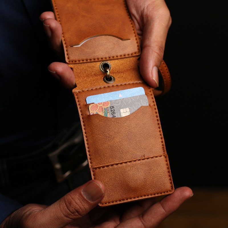 

Front Name Tag Qui Card Holder Lanyard Kulit Id Card Holder Gantungan Nama Kartu Multifungsi Kalung