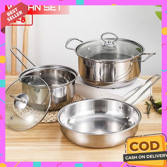 Panci Set Isi 5 Pcs Anti Lengket Promo 3 In 1 Stainless Tebal Murah Panci Kukus Dimsum Jumbo Penci T