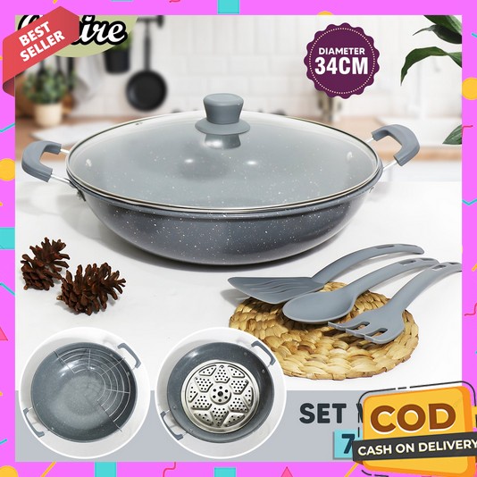 Panci Set Isi 5 Pcs Anti Lengket Promo 3 In 1 Stainless Tebal Murah Panci Kukus Dimsum Jumbo Penci T