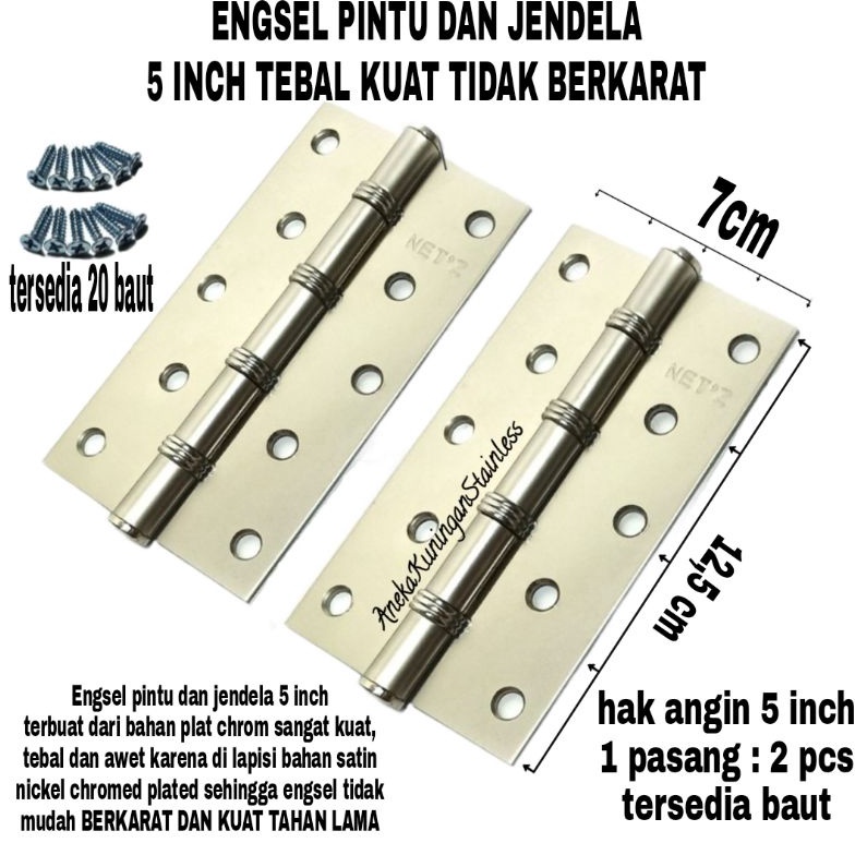 Grosir.. Engsel 5 inch / Engsel lubang 5 / Engsel Daun pintu Besar & pintu 49