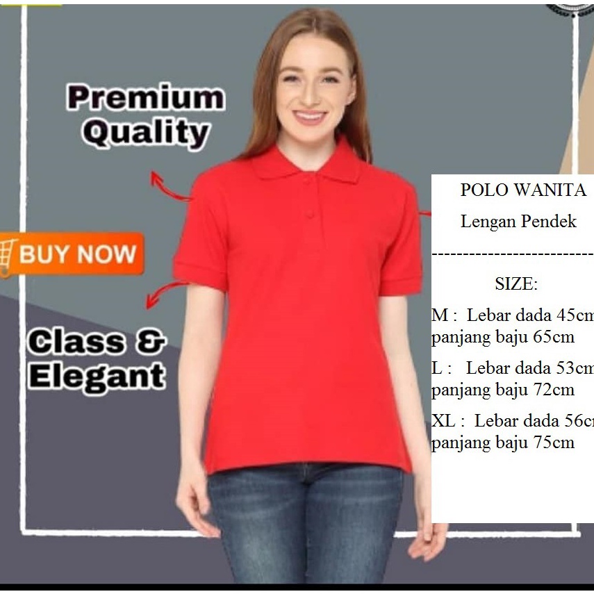 Terjamin Kaos kerah cewe MERAH polos - polo polos merah wanita - polo polos pendek perempuan - winst