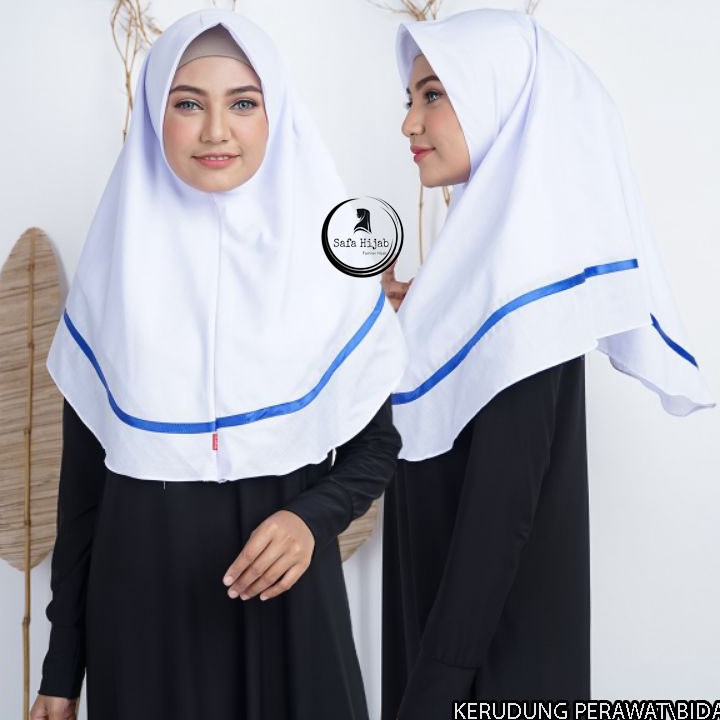 Diskon Kerudung perawat Bidan  hijab segiempat instan bidan perawat Jilbab Sekolah katun polino Dan 
