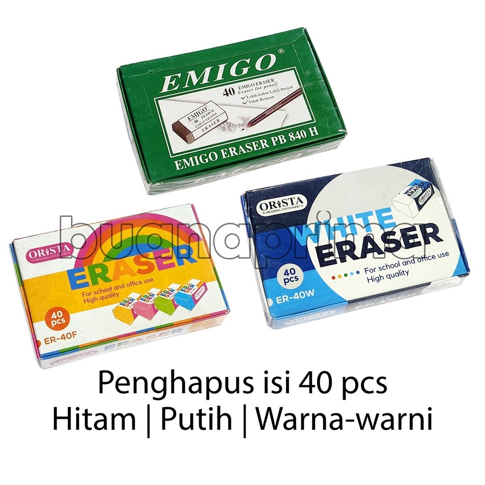 

Best Produk￣Penghapus Pensil isi 40 pcs Hitam Putih Warna Warni Pencil Eraser