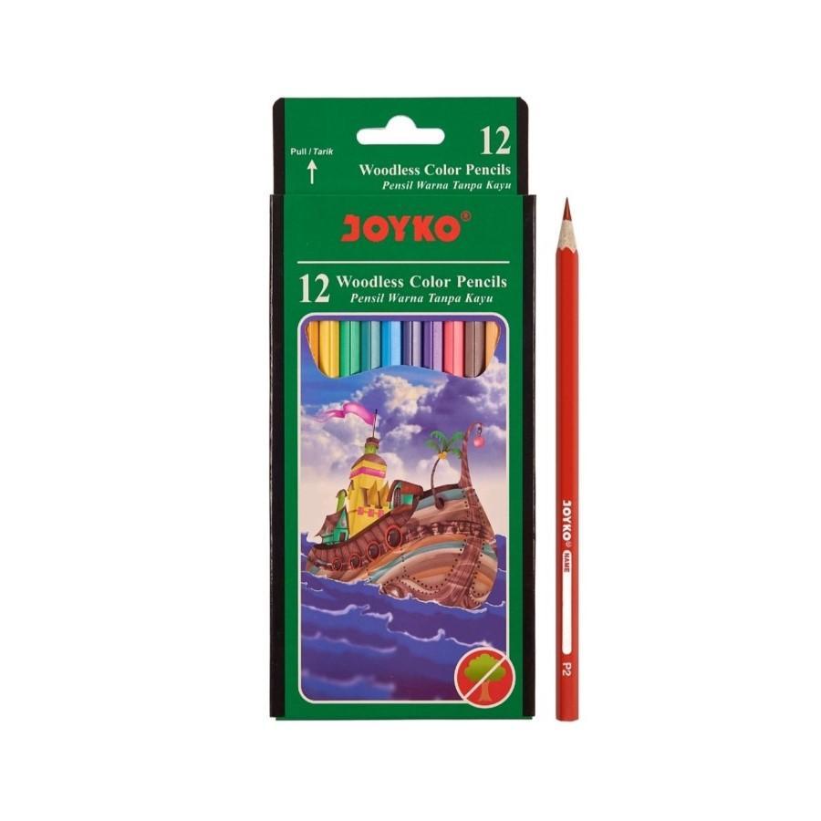 

PENSIL WARNA PANJANG WOODLESS - JOYKO CP-103 12 WARNA