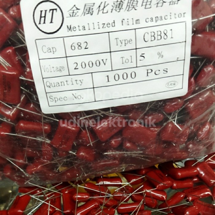 2 Buah kapasitor tv 682 1600 682 1600v 1.6kv bukan 2000v 2kv
