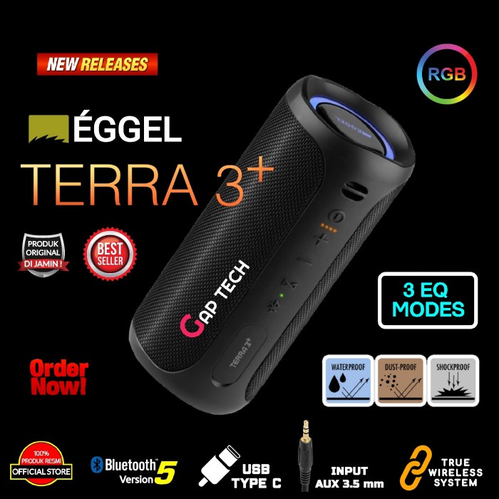 Eggel Terra 3+ / Terra 3 Plus Waterproof Bluetooth Speaker Original