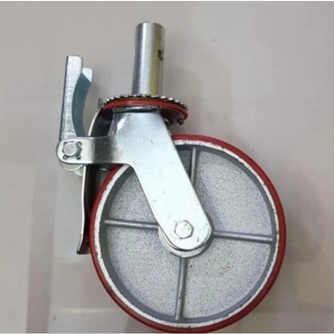 Terjangkau Roda Scaffolding / Steger Pu Merah Besi Cor Heavy Duty 6"