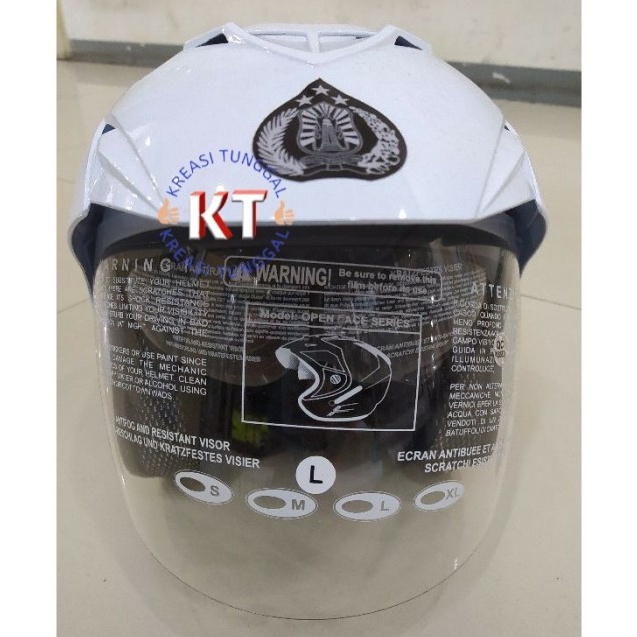 Promo! Helm motor polisi/helm dobel visor lantas logo tulisan - L