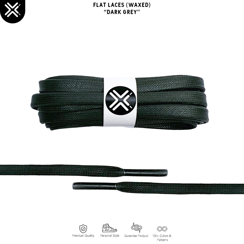 TALI SEPATU LILIN GEPENG DARK GREY (WAXED LACES)