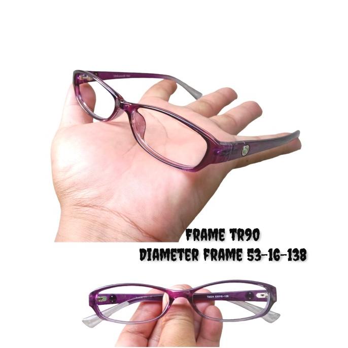 kacamata wanita frame tr90 ungu gradasi promo gratis lensa supersin