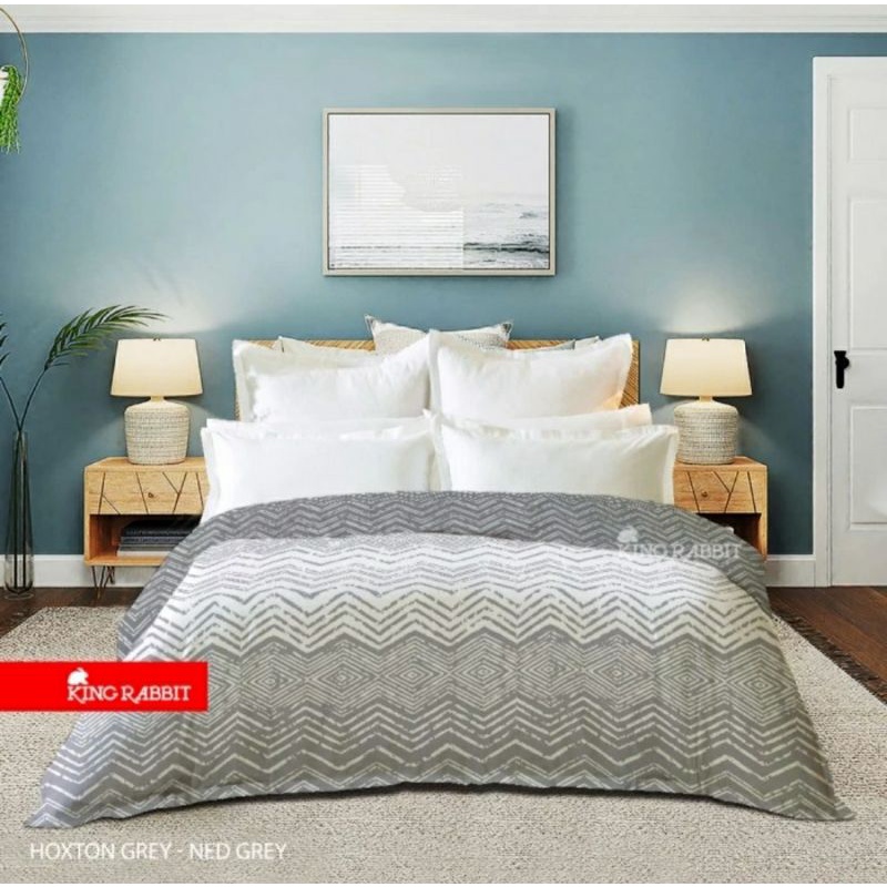 King Rabbit Reserve Bed Cover Double Motif Hoxton Grey