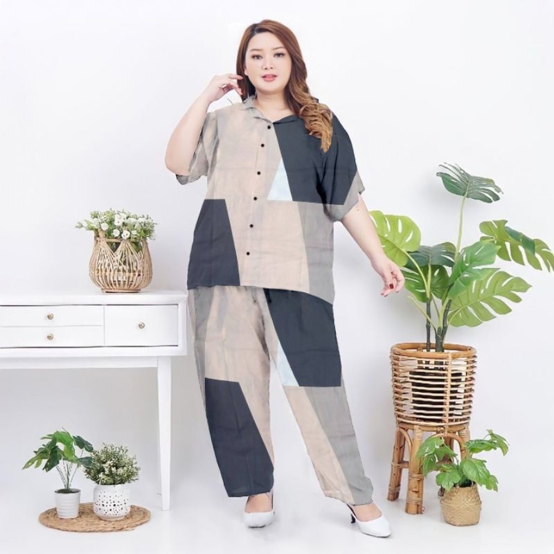 Baju Tidur Wanita Dewasa Setelan Sexy Terbaru Lengan Panjang Piama 2In 1 Hotpants Cewek Motif Kemeja