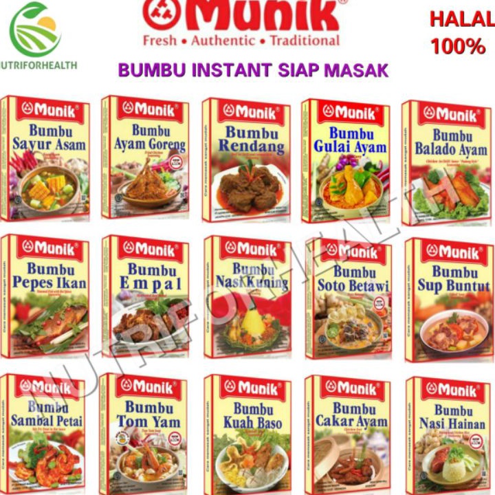 

Murah Banget MUNIK BUMBU INSTANT Rasa Sayur Asem Ayam Goreng Opor Ayam Rendang Soto Rawon Nasi Kuning Sambal Petai Gado Gado Empal Semur