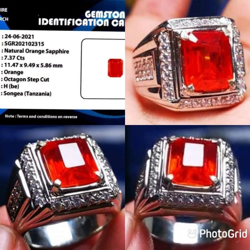 CINCIN PERMATA ORANGE SAPPHIRE+ MEMO SGR HIGH QUALITY