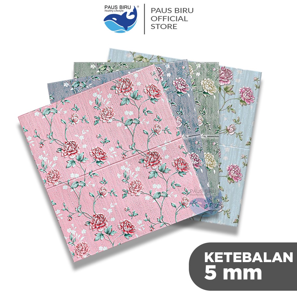 [NBK] Paus Biru - Wallpaper 3D FOAM 5mm / Wallpaper Dinding 3D Motif Foam Batik Bunga More High Qual
