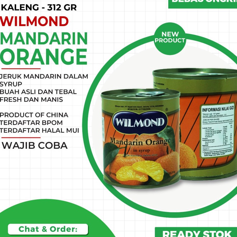 

Best Produk WILMOND Mandarin Orange in Syrup 312gr / Jeruk Mandarin Kaleng Murah