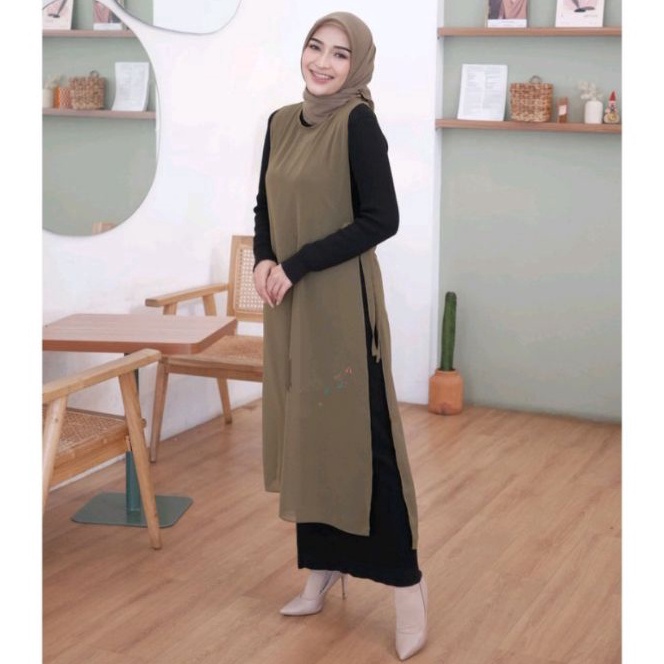 (H-T☛➤0> outer sojin long vest/outer vest long/outer pesta/outer kondangan/vest long vest/outer polo