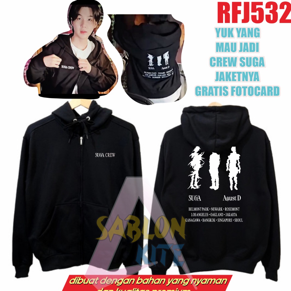 ✔️New 9.9 Event Gratis Fotocard Jaket Hoodie Kpop Suga AgustD Crew RFJ532 Satu-satunya