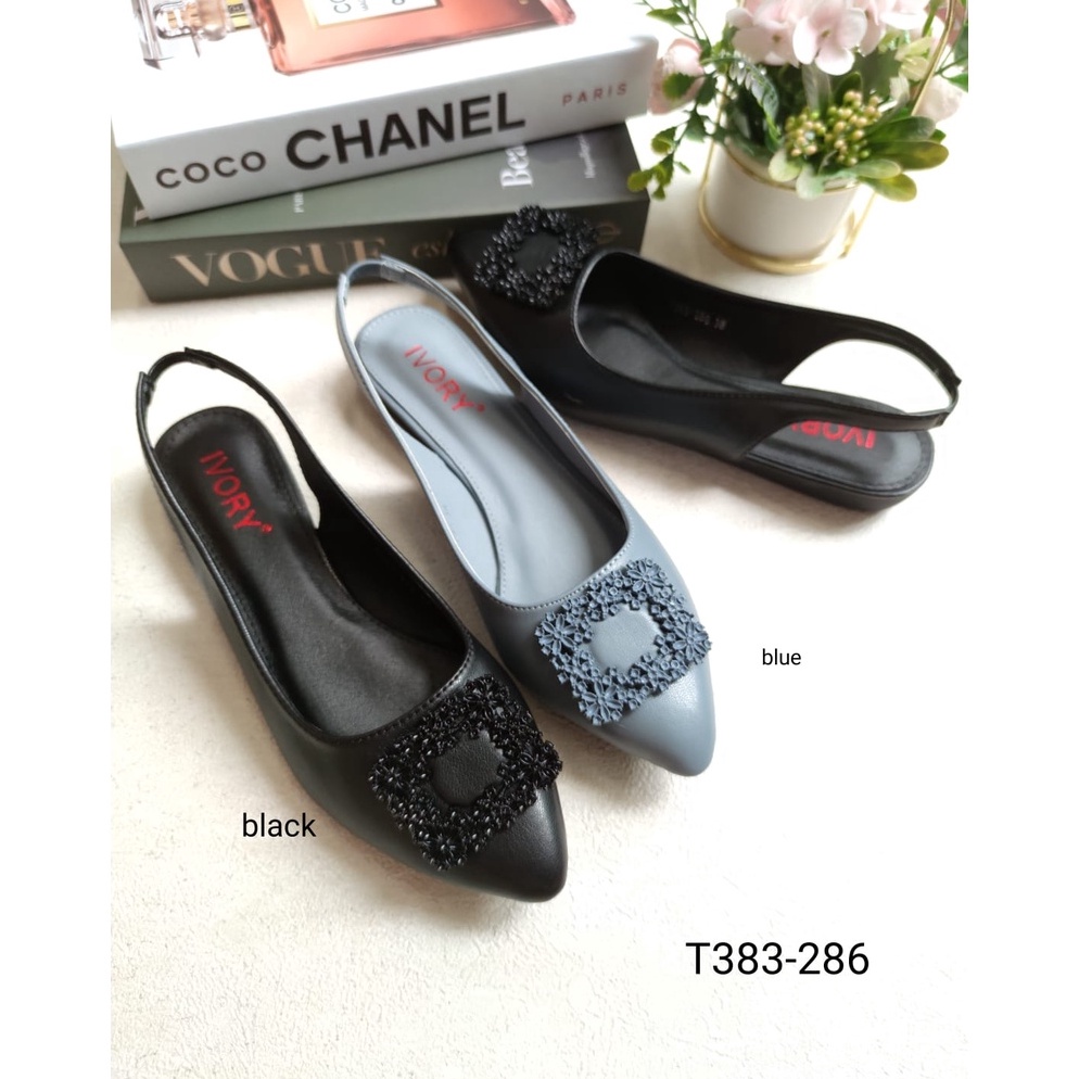 Terlaris IVORY Sepatu Wanita Flat Tali Belakang T383-286