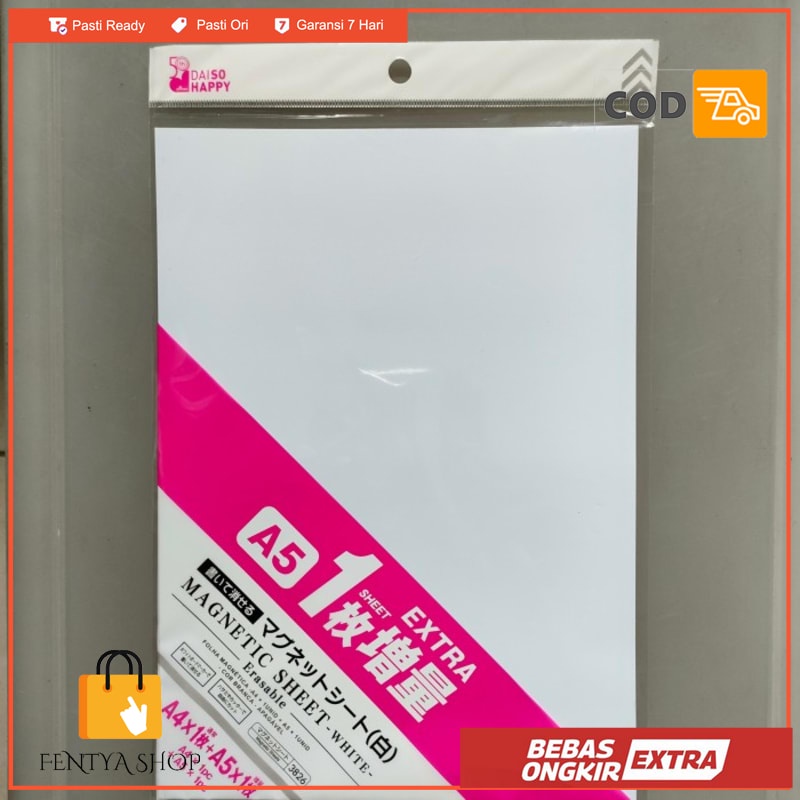 

DAISO magnetic sheet erasable white papan tulis magnet fleksibel a4 a5