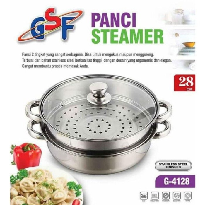 panci kukus kecil Steamer Dandang Kukusan 28 CM Stainless 2 Susun GSF G 4128 premium F1J6 TERMURAH T