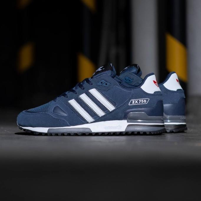 ADIDAS ZX 750 NAVY WHITE GREY ORIGINAL SEPATU SNEAKER PRIA CASUAL