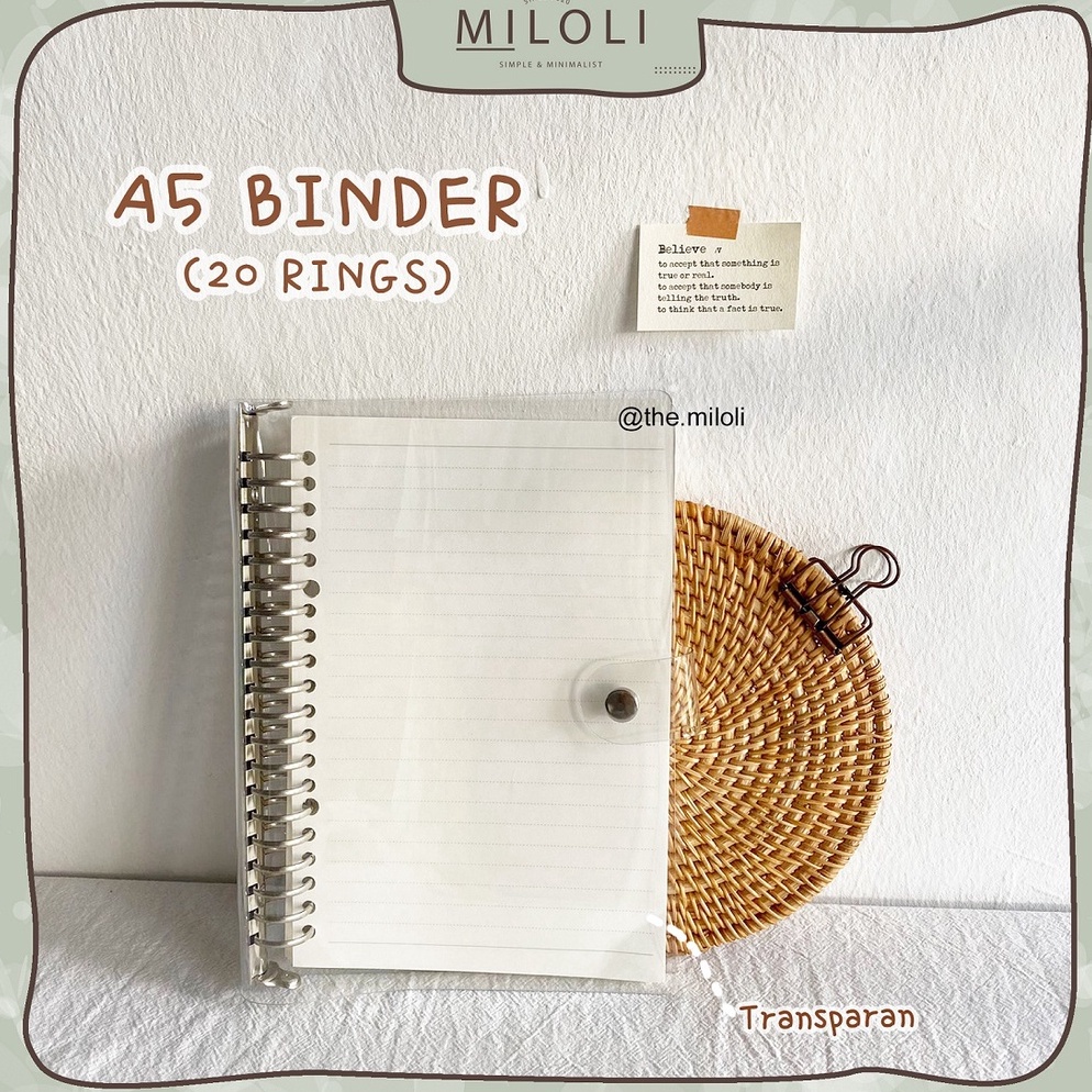 

(I6O ♥✪) [MILOLI] 20 Rings Binder A5 Bening Transparent 20rings Binder Bening BuJo Aesthetic Binder - E0031 / siaap.dikirim.!