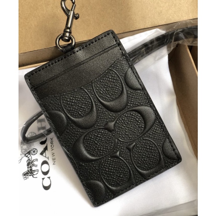 

Bestseller Coach Lanyard Id Signature Embossed Black Leather Original 100%