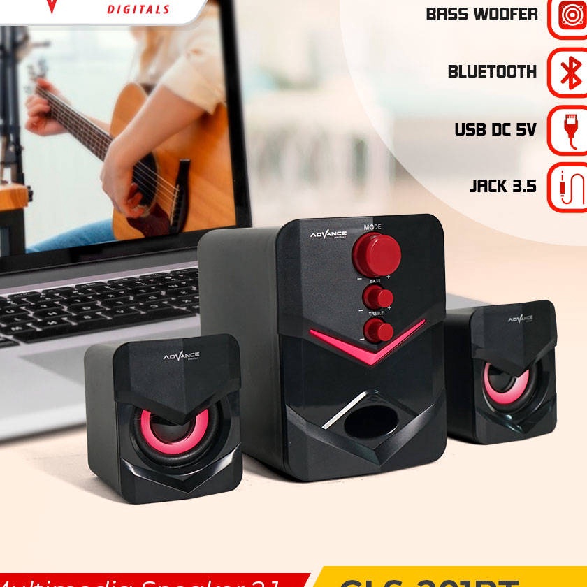 [7N☛.K㊖> 【Ready+Bisa dikirim hari ini】Advance Speaker Bluetooth USB Multimedia Aktif 2.1 Stereo Musi